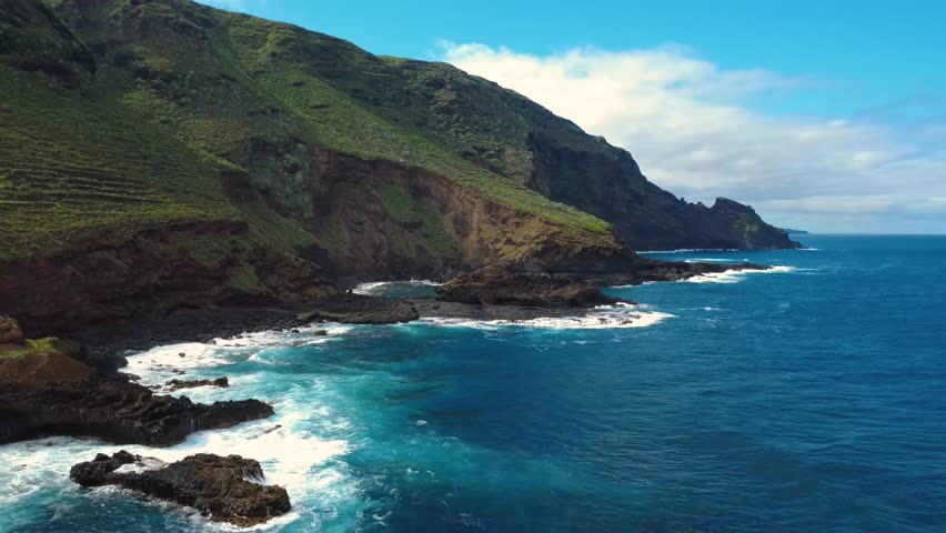 Beautiful beach coastline of Atlantic ocean on La Palma island, Canarias, Spain