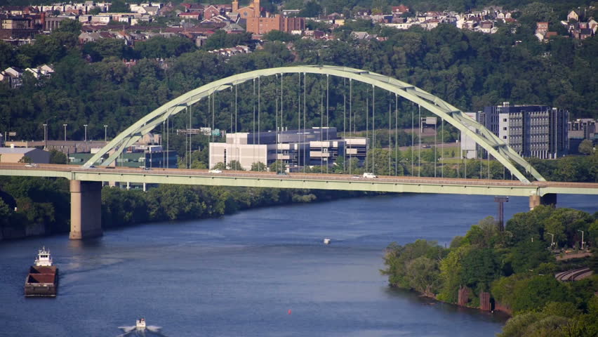 The Birmingham Bridge over the Monongahela River near downtown Pittsburgh, PA.