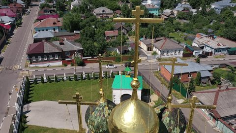 Drone Descending around Old Believers Church