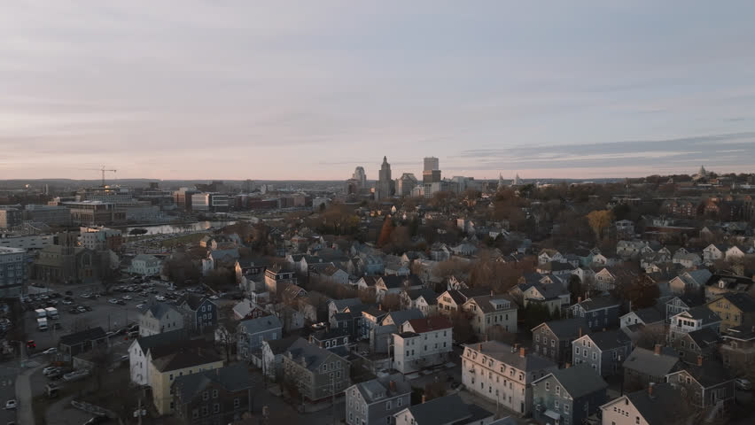 Downtown Providence at dusk. Shot on an autumn evening in Rhode Island.