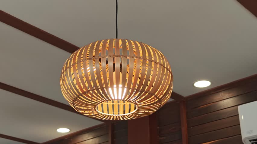 Bamboo lamps in the cafe.