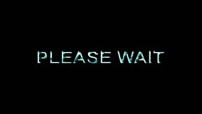Please wait text with neon blue light in retro glitch style is displayed on a black background, light movements in the letters. - Powered by Shutterstock - Get 15% off with code: PIKWIZARD15