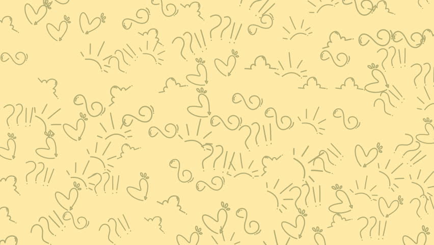 Doodle line art hearts suns clouds whimsical pattern seamless