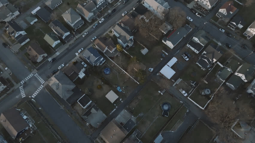 Aerial view of homes in Scranton, Pennsylvania. Shot on a winter day.