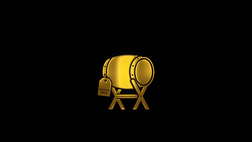 Creative Animation of a Golden Barrel With a Tag on a Black Background