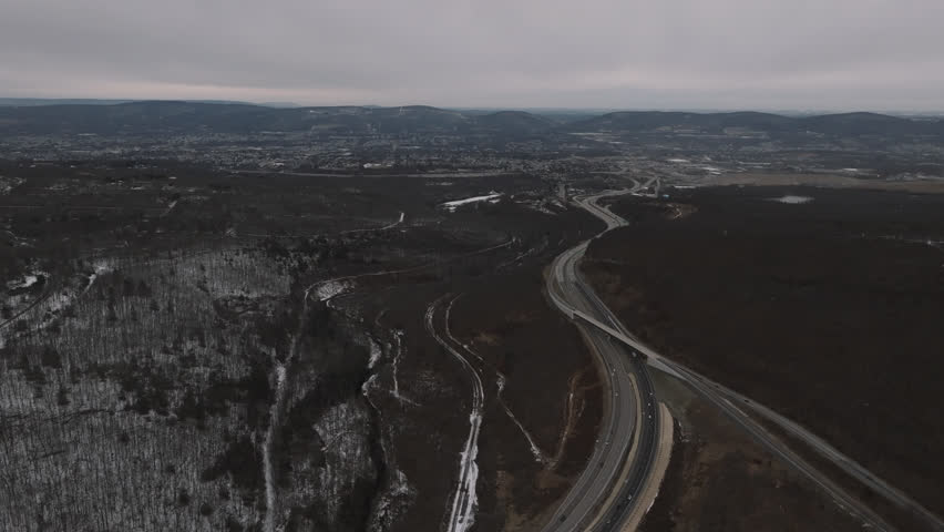 Aerial view of Scranton, Pennsylvania on a winter day.