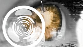 Animation of processing circle and data on digital screen over eye of caucasian woman. data processing, technology and digital interface concept digitally generated video. - Powered by Shutterstock - Get 15% off with code: PIKWIZARD15