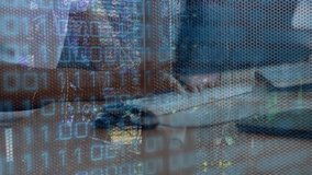 Animation of binary coding data processing over businessman wearing vr headset. Global business digital interface technology and networking concept digitally generated image. - Powered by Shutterstock - Get 15% off with code: PIKWIZARD15