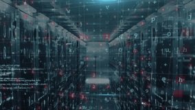 Animation of cyber security data processing and binary coding against computer server room. Cyber security and business data storage technology concept - Powered by Shutterstock - Get 15% off with code: PIKWIZARD15