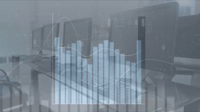 Animation of data processing over office. Global business and digital interface concept digitally generated video. - Powered by Shutterstock - Get 15% off with code: PIKWIZARD15