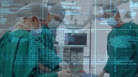 Animation of data processing over caucasian doctors during surgery. global medicine and digital interface concept digitally generated video. - Powered by Shutterstock - Get 15% off with code: PIKWIZARD15