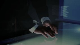 Animation of statistics and data processing over network of connections on green cityscape. Online security cyber crime and data processing concept digitally generated video. - Powered by Shutterstock - Get 15% off with code: PIKWIZARD15