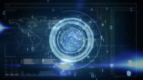 Animation of scope with binary coding data processing. Global business, connections, digital interface and data processing concept digitally generated video. - Powered by Shutterstock - Get 15% off with code: PIKWIZARD15