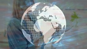 Animation of globe and data processing over man wearing vr headset. Global business and digital interface concept digitally generated video. - Powered by Shutterstock - Get 15% off with code: PIKWIZARD15