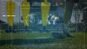 Animation of diverse data processing over legs of caucasian male soccer player. global sports, technology, data processing and digital interface concept digitally generated video. - Powered by Shutterstock - Get 15% off with code: PIKWIZARD15