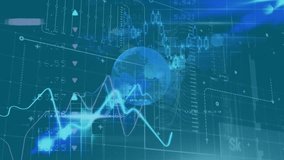 Animation of financial data processing over business women. Global science, connections, data processing and digital interface concept digitally generated video. - Powered by Shutterstock - Get 15% off with code: PIKWIZARD15