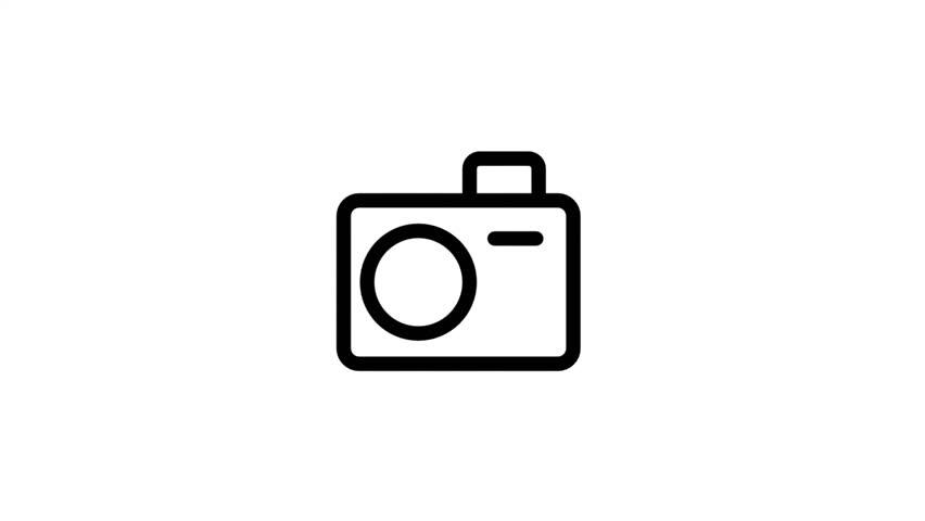 Camera Motion Icon Line. Classic digital camera icon animation for photography equipment, capturing moments, or media technology concepts.