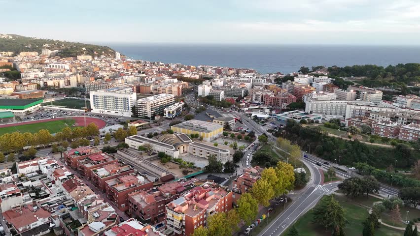 Aerial View of Barcelona Coastal Cityscape