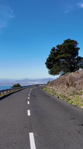 Coastal Road At Cape Town In Western Cape South Africa. Table Mountain Landmark. Touristic Road. Cape Town At Western Cape South Africa. Tourism Travel. Road Trip Skyline.