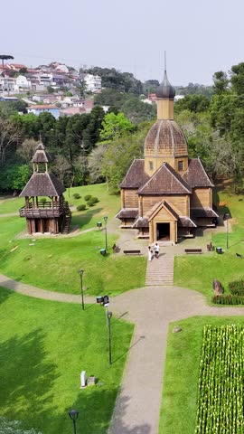 Curitiba Parana. Ukrainian Memorial At Curitiba In Parana Brazil. Gardening Landscape. Touristic Attraction. Urban Park. Ukrainian Memorial At Curitiba In Parana Brazil. Forest Trees Scene.