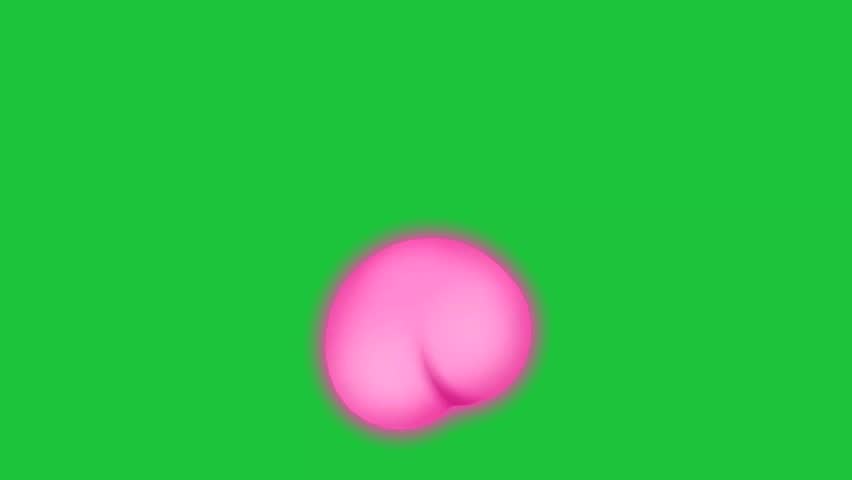 Pink 3D heart shape floating on green screen background, romantic love symbol animation for Valentine projects