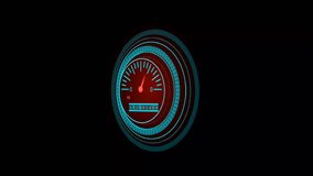 Futuristic speedometer HUD animation with glowing circular interface, digital gauge display on dark background for tech visuals - Powered by Shutterstock - Get 15% off with code: PIKWIZARD15