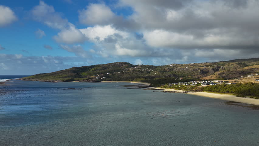 4K SDR drone aerial footage of Rodrigues Island, Indian Ocean tropical landscape, cinematic travel broadcast
