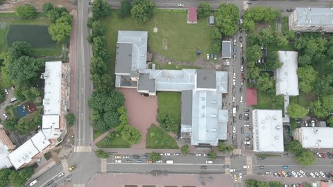 Drone Pulling Back Upward above Cultural Center