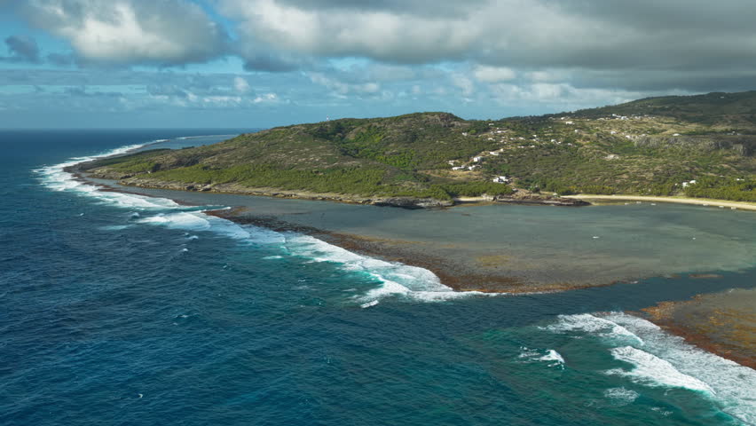 4K SDR drone aerial footage of Rodrigues Island, Indian Ocean tropical landscape, cinematic travel broadcast