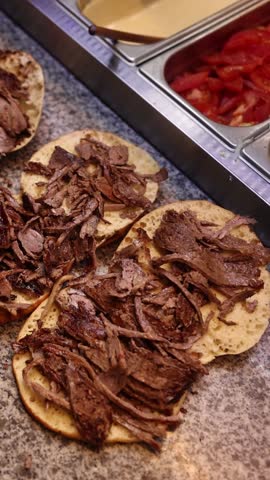 Turkish cuisine - the chef prepares meat dishes. Kebab