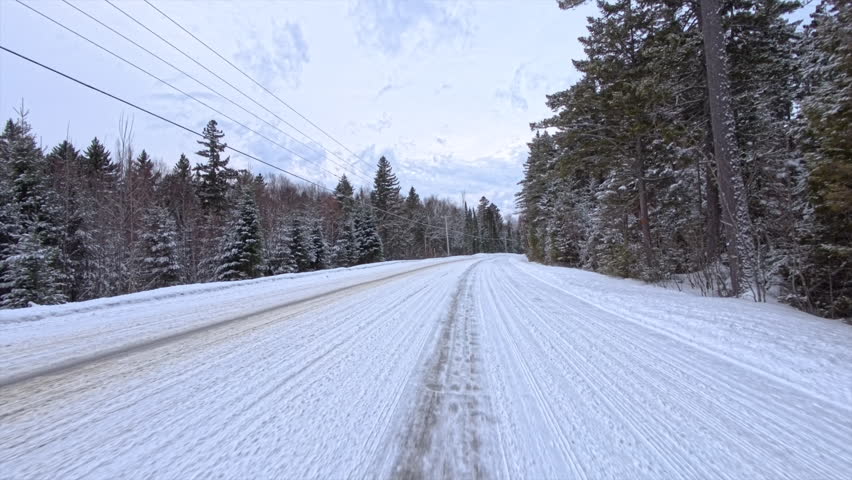 Snowy mountain country road 4k
