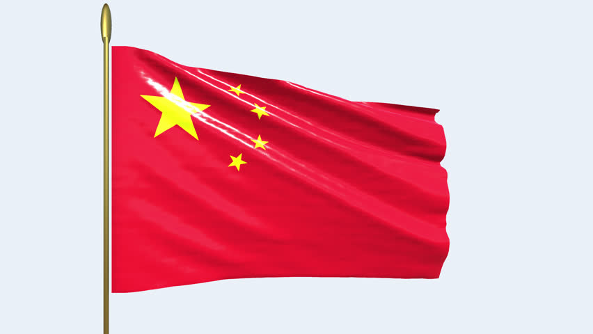 High-quality 3D render of the Chinese national flag (Five-star Red Flag) featuring a luxurious red silk fabric texture with realistic movement and golden star reflections. This video is a 4K 60fps seamless loop with an alpha channel (transparent background), perfect for international news, economic reports, or diplomatic video transitions. Professional motion graphics for high-end digital content.