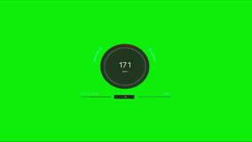 Modern speedometer animation with smooth motion, perfect for automotive videos, technology, data presentations, HUD, and digital advertising. Animation, green screen background.  - Powered by Shutterstock - Get 15% off with code: PIKWIZARD15