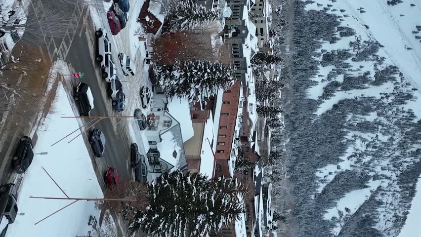 Vertical drone view of Ketchum, Idaho