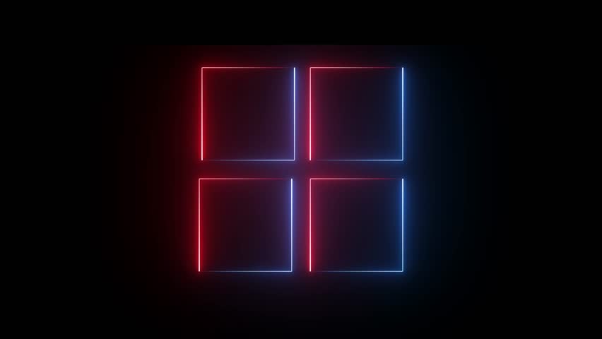 Glowing neon square rectangle picture frame icon animation shape frame border frame photo frame neon box sign symbol. 