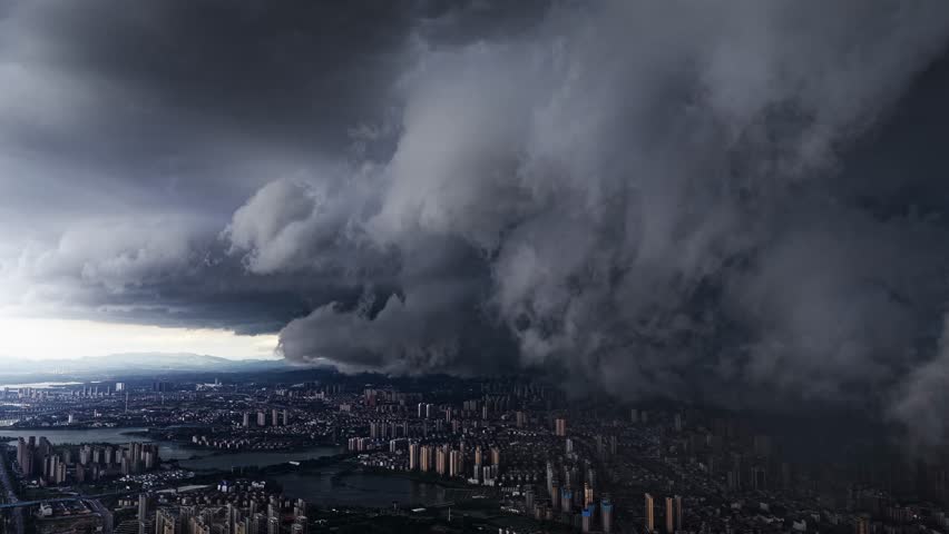  Storm clouds and rain over sea, Dark storm clouds passing video ,High quality footage clouds over sea