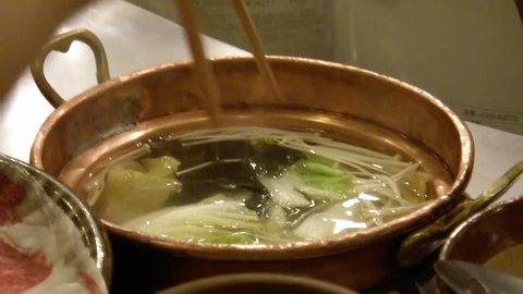 Japanese shabu-shabu (stew), Tokyo, Japan.