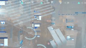 An animation of graphs and financial data overlaid on top of footage of a forklift in a warehouse. Global shipping delivery business data processing and technology concept digitally generated video. - Powered by Shutterstock - Get 15% off with code: PIKWIZARD15