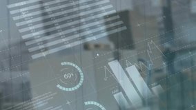 Animation of network of connections with icons over data processing. Global online cyber security, connections, computing and data processing concept digitally generated video. - Powered by Shutterstock - Get 15% off with code: PIKWIZARD15