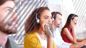 Animation of financial data processing over diverse business people in office. Global finance, business, connections, computing and data processing concept digitally generated video. - Powered by Shutterstock - Get 15% off with code: PIKWIZARD15