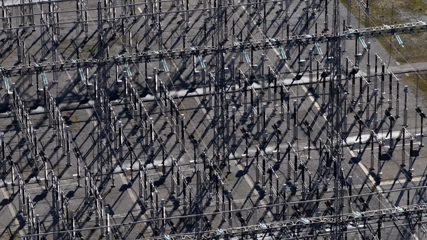 Energy substation aerial zoom view