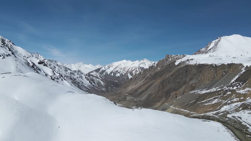snowy mountain peaks. beautiful mountain gorge. winter in the mountains. highlands