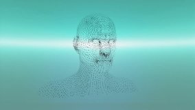Animation of data processing over human head model and green background. science, human biology, technology and digital interface concept digitally generated video. - Powered by Shutterstock - Get 15% off with code: PIKWIZARD15