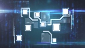 Animation of clock moving over data processing and integrated circuit. global connections, time, data processing and technology concept digitally generated video. - Powered by Shutterstock - Get 15% off with code: PIKWIZARD15