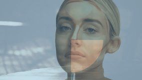 Animation of financial data processing over women doing makeup. Global science, connections, data processing and digital interface concept digitally generated video. - Powered by Shutterstock - Get 15% off with code: PIKWIZARD15