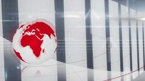 Animation of globe and network of connections with icons over server room. Global technology, connections and digital interface concept digitally generated video. - Powered by Shutterstock - Get 15% off with code: PIKWIZARD15