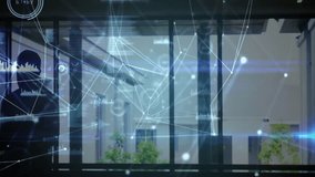 With network overlay fading in two professionals analyzing data nodes in corporate corridor. Business, collaboration, technology, innovation, analytics, digital, professional - Powered by Shutterstock - Get 15% off with code: PIKWIZARD15