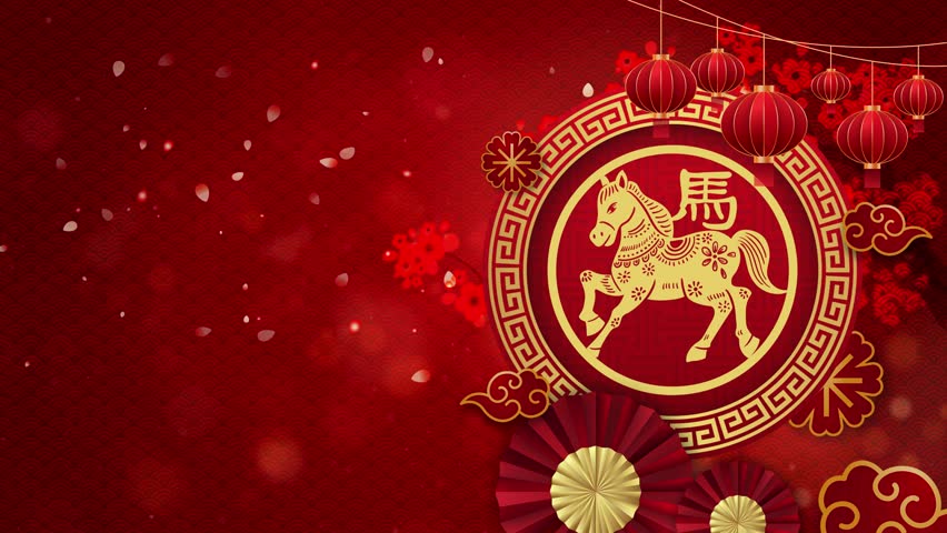 Red and Gold Traditional Happy Chinese New Year Video Background
