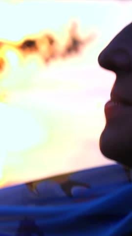 Close up profile of a thoughtful mature woman