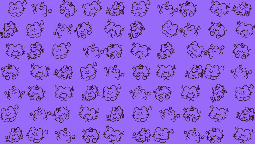 Several cartoon characters in diverse styles featured against a purple backdrop, ideal for childrens book illustrations or graphic design projects.
